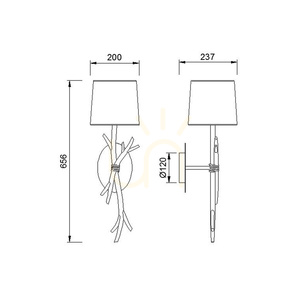 Mantra Sabina 6180 Wandleuchte E27 mit beigem Stoffschirm in Holzoptik small 3