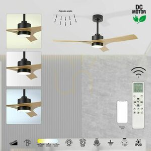 Mantra THAI 8716 Deckenventilator mit LED-Licht, Schwarz / Holzdekor, 122,1 cm small 6