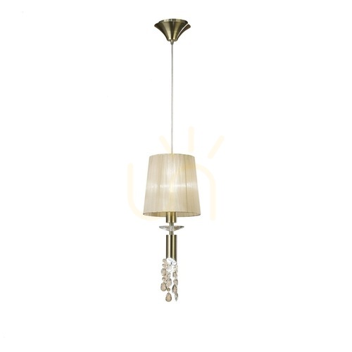 Prüfen Pendelleuchte Mantra Tiffany 3881, E27 + G9, Beige und Altmessing, Organzaschirm ø23 cm