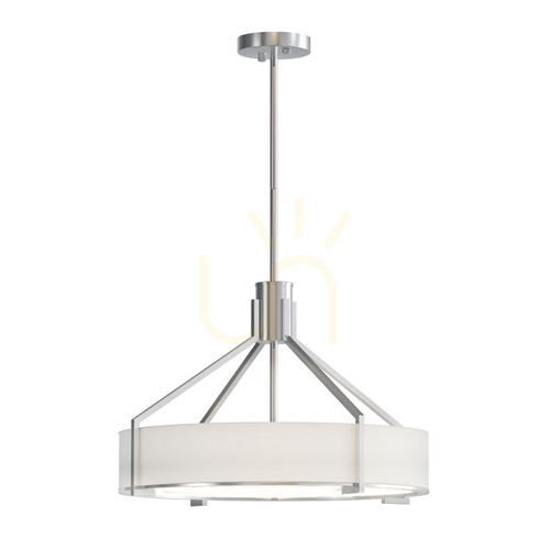 Prüfen Pendelleuchte Doretto 4-flammig 50 cm Weiß Satin Nickel E27 Open Design Highlights