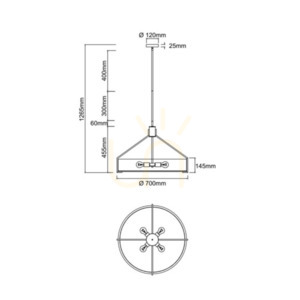Pendelleuchte Doretto 6-flammig 70 cm Weiß Creme Satin Nickel E27 Open Design Highlights small 2