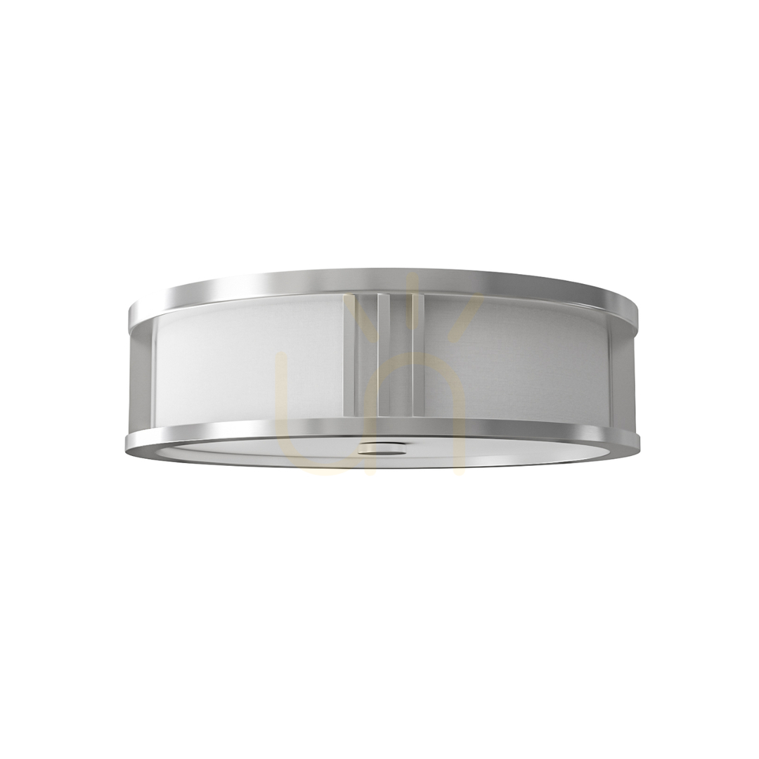 Plafond Sandro Open Design Highlights Satin Nickel 35 cm Metal Glass Fabric