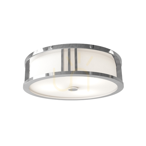 Prüfen Plafond Sandro 3xE27 35 cm Weiß Creme Chrom Metall Glas Stoff Open Design Highlights