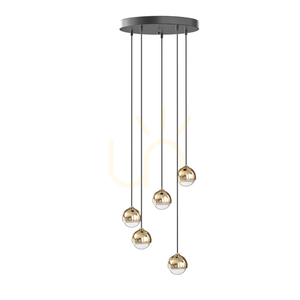 Pendelleuchte Bolicina V Gold Transparent 5-flammig LED 3000K Open Design Highlights small 0