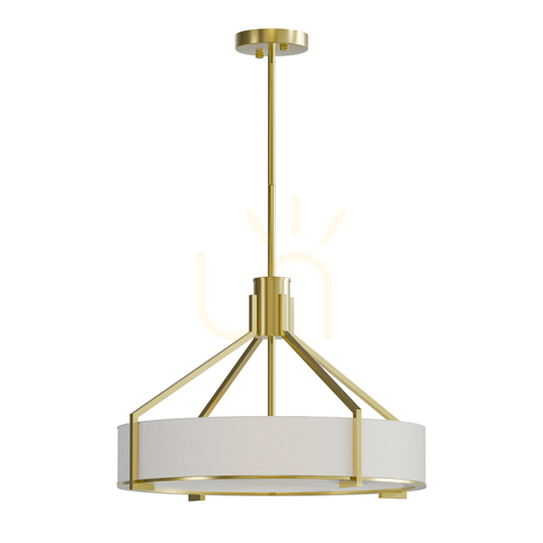 Prüfen Pendelleuchte Doretto 4-flammig 50 cm Weiß-Creme Satin-Gold E27 Open Design Highlights