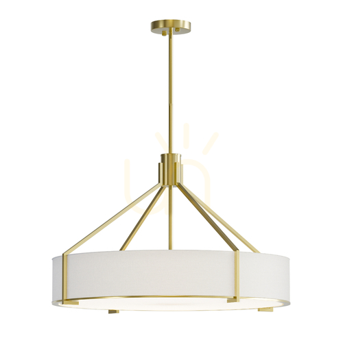 Prüfen Pendelleuchte Doretto 6-flammig Weiß-Creme Satin-Gold 70 cm Open Design Highlights