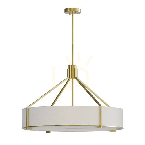 Prüfen Pendelleuchte Doretto 6-flammig Weiß-Creme Satin-Gold 70 cm Open Design Highlights