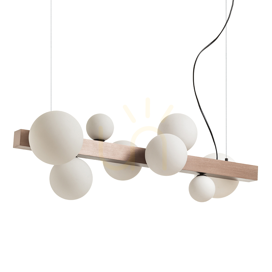 Aussicht Rendl R14554 Kassandra Pendelleuchte, längliches Opalglas mit mehreren Punkten/Bronze gebürstet Rendl R14554 Kassandra Pendelleuchte, längliches Opalglas mit mehreren Punkten/Bronze gebürstet