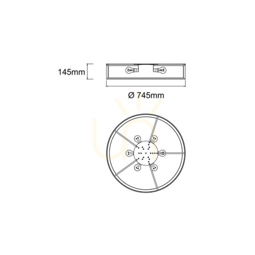 Prüfen Plafond Zalindro 6x E27 745 mm Weiß Gold Metall Glas Stoff Open Design Highlights