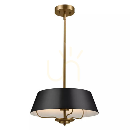 Prüfen Luella Pendelleuchte, Halb-Plaf - 3 Lichtquellen - Schwarz, Messing Elstead