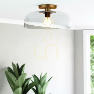 Sylvia Semi-Flush Deckenleuchte mit Glasschirm - 1 Lichtquelle - Gold gebürstet Elstead small 3
