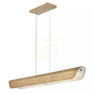 Lineare LED-Pendelleuchte Hinkley Arco 117 cm Messing Heritage Brass - Elstead small 0