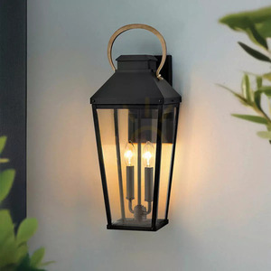 Dawson große Wandlaterne - 2 Lichtquellen - Schwarz, Bronze poliert Elstead small 5