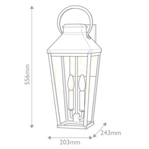 Dawson große Wandlaterne - 2 Lichtquellen - Schwarz, Bronze poliert Elstead small 7