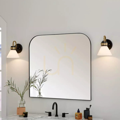Prüfen Farum Badezimmer-Wandleuchte IP44 - 1 Lichtquelle - Schwarz, Champagner-Bronze Elstead