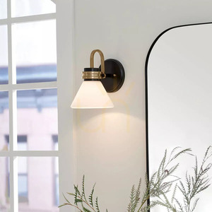 Farum Badezimmer-Wandleuchte IP44 - 1 Lichtquelle - Schwarz, Champagner-Bronze Elstead small 6