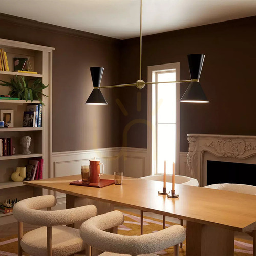 Prüfen Lineare Pendelleuchte Phix Elstead 4xE27 130 cm Champagnerbronze und Schwarz