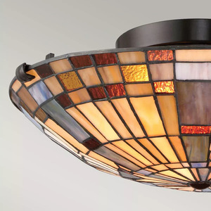 Deckenleuchte Inglenook - 2-flammig - Bronze Valiant, Kunstglasschirm Elstead small 2