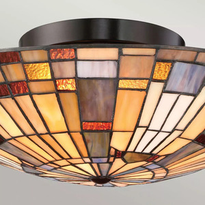 Deckenleuchte Inglenook - 2-flammig - Bronze Valiant, Kunstglasschirm Elstead small 3