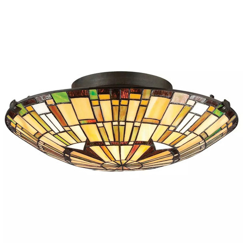 Prüfen Schilfrohr Plafond - 2 Lichtquellen - Valiant Bronze Elstead