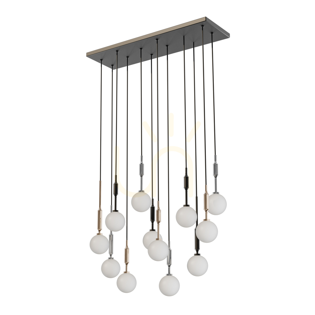 Pendant Light Open Design Highlights Ero White Opal Glass Chrome Black Gold 800x250 mm