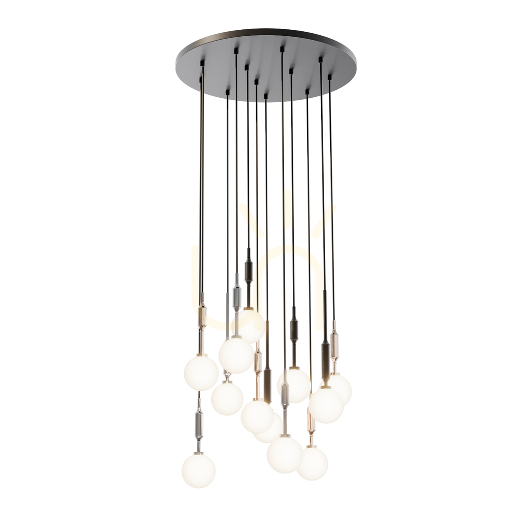 Pendelleuchte Ero 10-flammig Weiß Opal Chrom Schwarz Gold G9 Open Design Highlights
