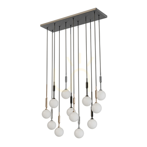 Pendelleuchte Ero 12-flammig Weiß Opal Chrom Gold Open Design Highlights 80x25 cm small 0