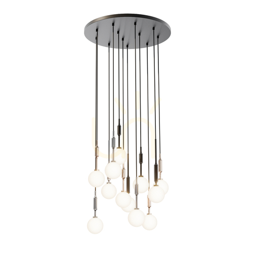 Prüfen Pendelleuchte Open Design Highlights Ero 12-flammig Weiß Opal Chrom Schwarz Gold G9 Metall Glas