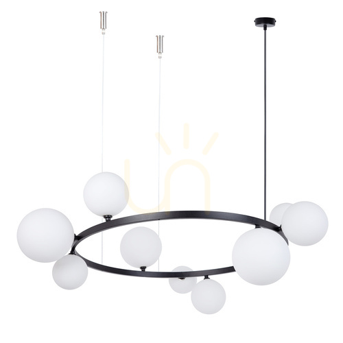 Prüfen Kronleuchter Sigma BOLERO 9-flammig schwarz weiß Glas 92 cm 41320