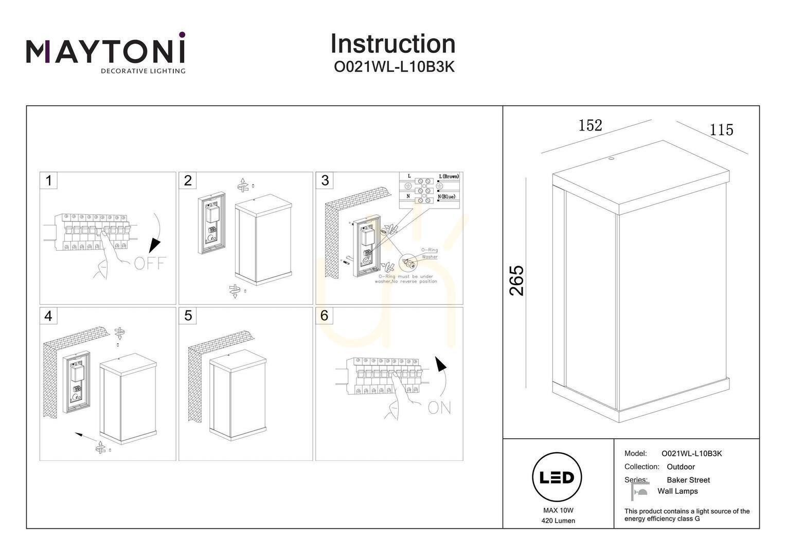 Vorschau BAKER STREET Außenwandleuchte O021WL-L10B3K IP65 Maytoni BAKER STREET Außenwandleuchte O021WL-L10B3K IP65 Maytoni
