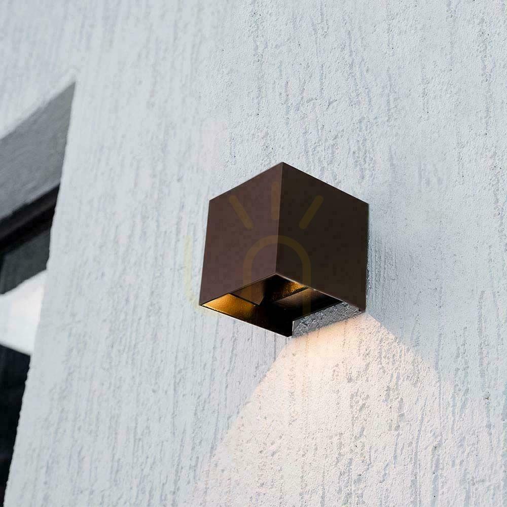 Aussicht V-TAC 9W LED COB Corten Bronze Cube 15x15cm IP65 Solar Wandleuchte VT-409CCT 3000K-4000K-5000K 800lm Bewegungsmelder V-TAC 9W LED COB Corten Bronze Cube 15x15cm IP65 Solar Wandleuchte VT-409CCT 3000K-4000K-5000K 800lm Bewegungsmelder