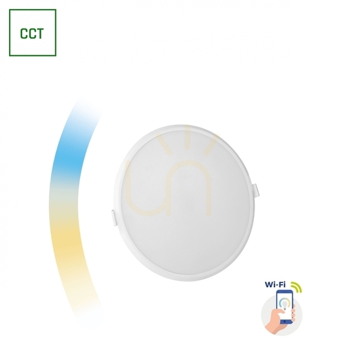 Prüfen Algine Downlight 22 W 230 V 120st Ip20 Ik06 Fi215x38mm Weiß Rund Cct+Dim Wi Fi Spectrum Smart