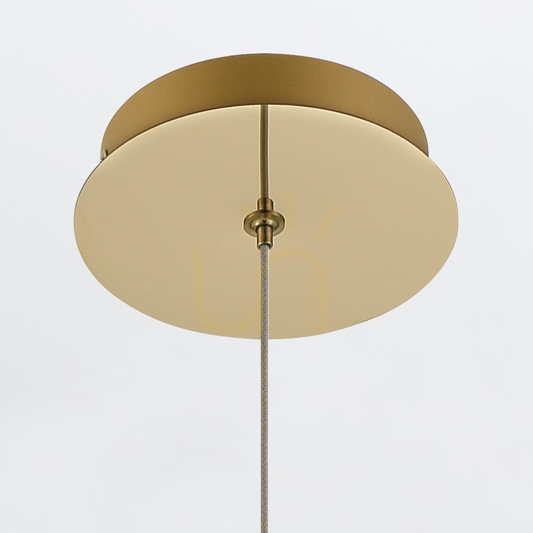 Aussicht ATOMO Pendelleuchte - 1 Lichtquelle - Gebürstetes Gold QUINTIESSE ATOMO Pendelleuchte - 1 Lichtquelle - Gebürstetes Gold QUINTIESSE