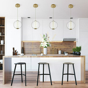 ATOMO Pendelleuchte - 1 Lichtquelle - Gebürstetes Gold QUINTIESSE 7 ATOMO Pendelleuchte - 1 Lichtquelle - Gebürstetes Gold QUINTIESSE small 7