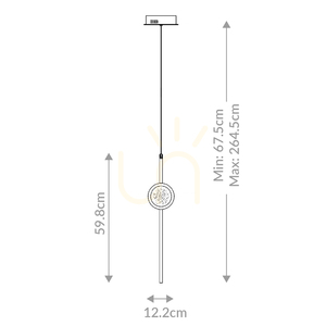 BARLETTA Pendelleuchte - 1 Lichtquelle - Gebürstetes Gold QUINTIESSE small 2