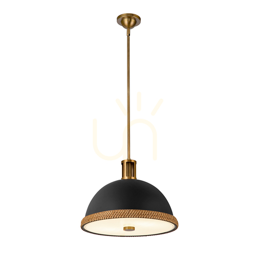 Prüfen DORAL Pendelleuchte - 2 Lichtquellen - Schwarz matt, Messing vintage QUINTIESSE