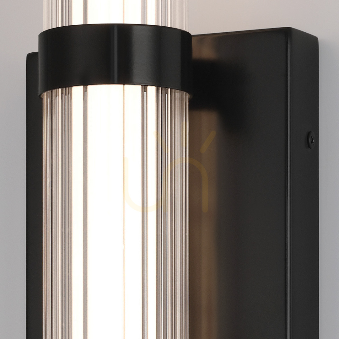 Aussicht Mittlere LED-Wandleuchte FAYTON - Mattschwarz QUINTIESSE Mittlere LED-Wandleuchte FAYTON - Mattschwarz QUINTIESSE