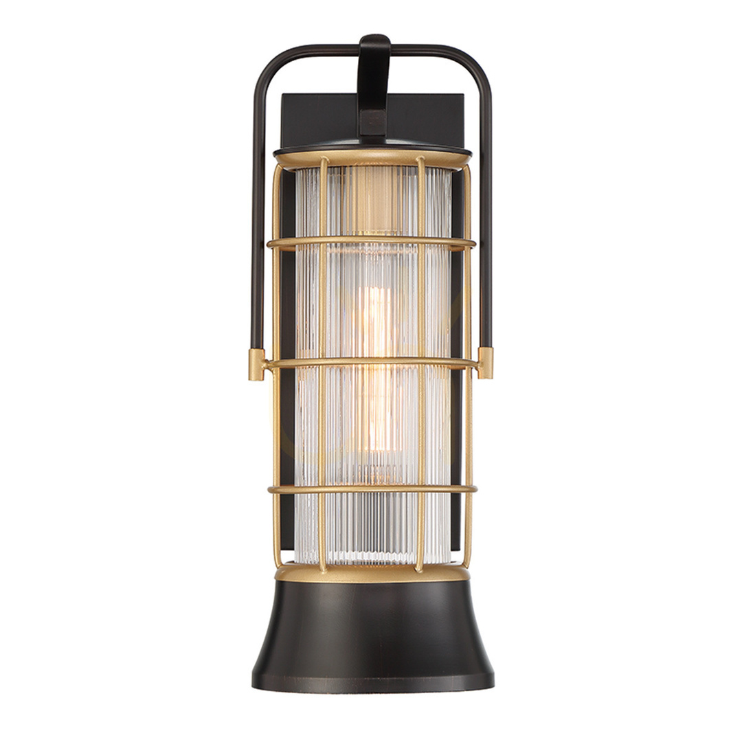 Aussicht Mittlere Wandleuchte RIVAMAR - 1 Lichtquelle - Braun und Gold QUINTIESSE Mittlere Wandleuchte RIVAMAR - 1 Lichtquelle - Braun und Gold QUINTIESSE