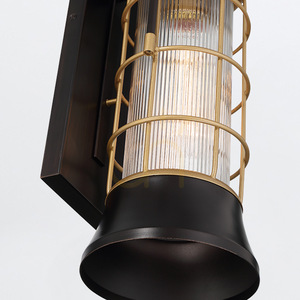 Mittlere Wandleuchte RIVAMAR - 1 Lichtquelle - Braun und Gold QUINTIESSE 4 Mittlere Wandleuchte RIVAMAR - 1 Lichtquelle - Braun und Gold QUINTIESSE small 4