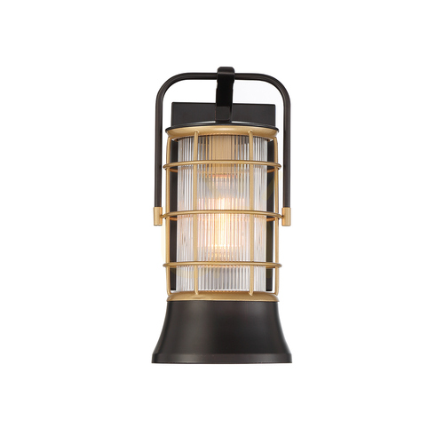Prüfen Kleine Wandlaterne RIVAMAR - 1 Lichtquelle - Braun und Gold QUINTIESSE