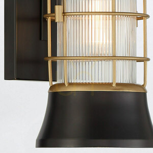 Kleine Wandlaterne RIVAMAR - 1 Lichtquelle - Braun und Gold QUINTIESSE small 4