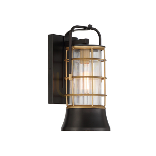 Prüfen Kleine Wandlaterne RIVAMAR - 1 Lichtquelle - Braun und Gold QUINTIESSE