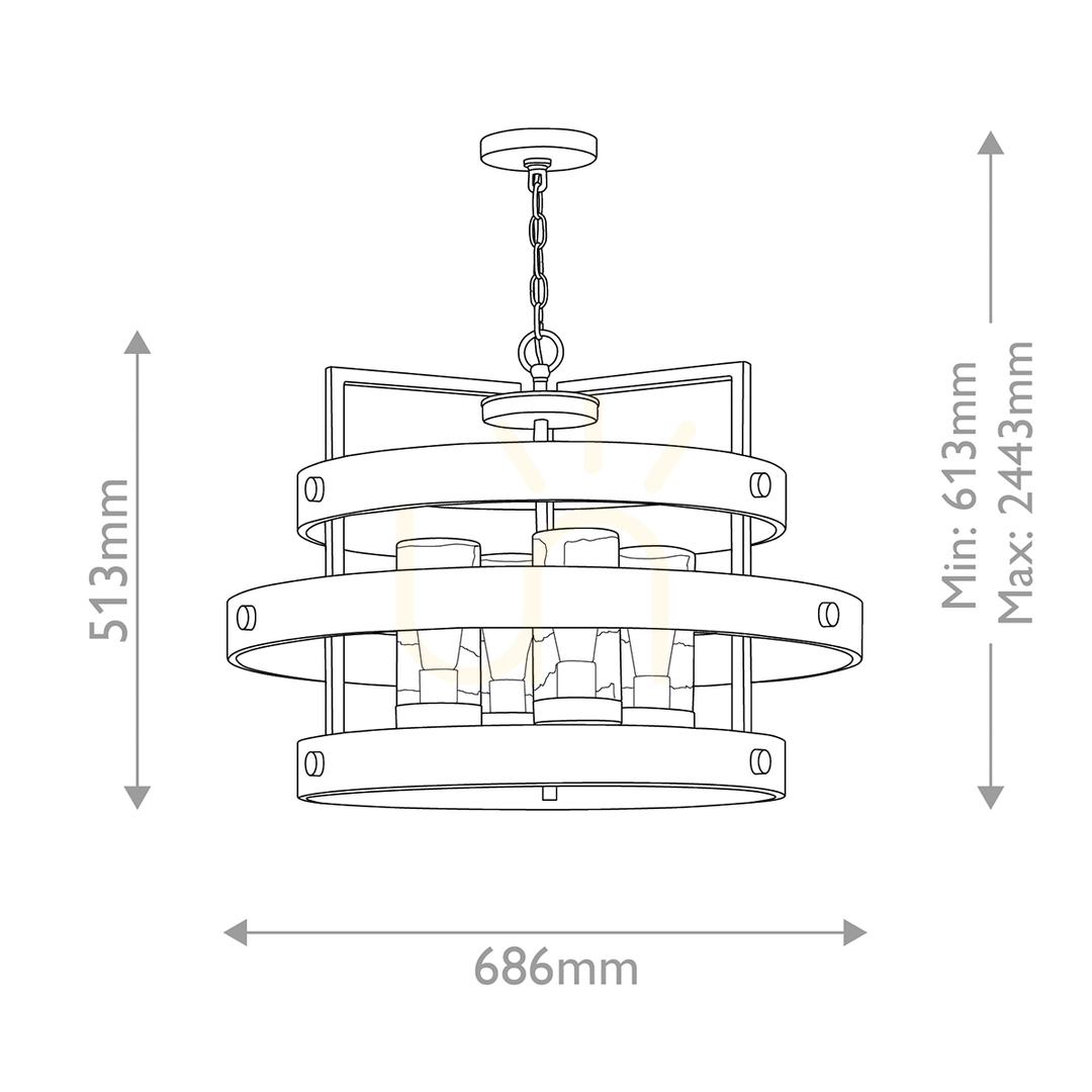 Vorschau RIVERWOOD Kronleuchter - 4 Lichtquellen - Warmes Braun, warme Esche QUINTIESSE RIVERWOOD Kronleuchter - 4 Lichtquellen - Warmes Braun, warme Esche QUINTIESSE