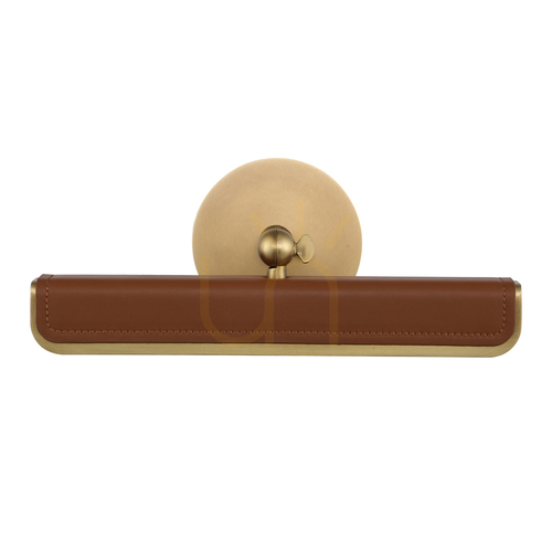Prüfen LED-Bilderleuchte Quintiesse Valise Small, Vintage-Messing/Cognac-Kunstleder, 30,5 cm