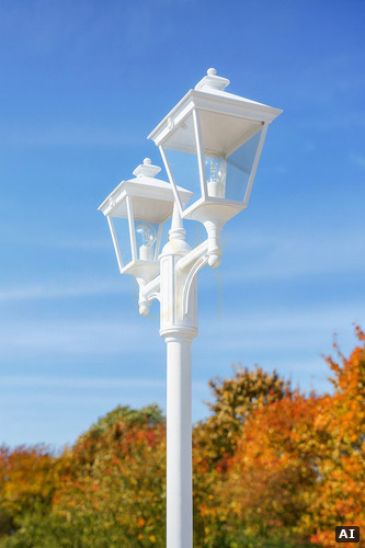 Prüfen Gartenlaterne London 482WH weiß 2 x E27 am Mast 185–275 cm - Norlys