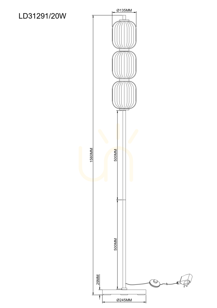 Aussicht Stehleuchte Zuma Line AKARI LD31291/20W gold 1xLED Stehleuchte Zuma Line AKARI LD31291/20W gold 1xLED