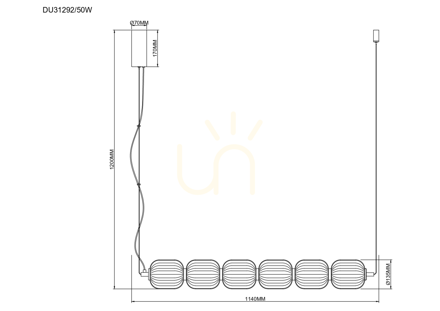 Aussicht Pendelleuchte Zuma Line AKARI DU31292/50W gold 1xLED Pendelleuchte Zuma Line AKARI DU31292/50W gold 1xLED