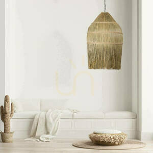 Pendelleuchte Zambelis Rattan/Stroh Beige Ø60 cm E27 1-flammig small 0