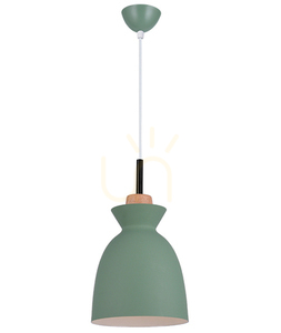Pendelleuchte Zambelis Grün matt E27 Ø20 cm Metall Holz small 2