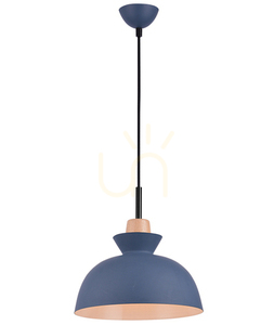 Pendelleuchte Zambelis Blau matt E27 Metall Holz Ø28 cm small 2